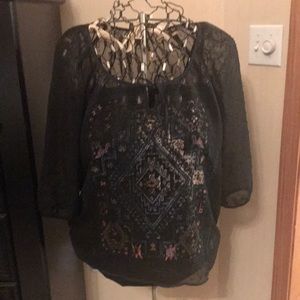 Sheer Black Southwest Top